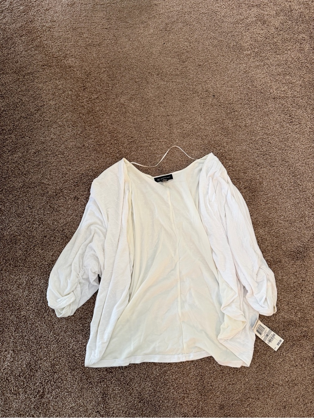 INC International Concepts Cream Draped Open-Front Cardigan